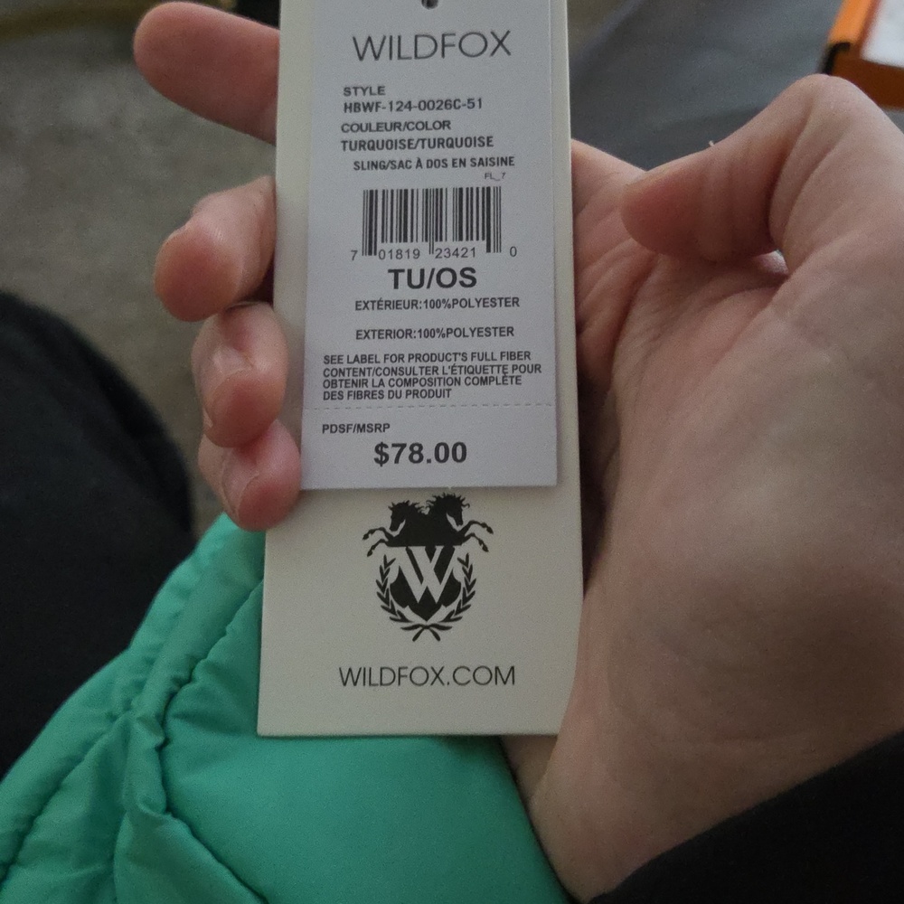 WF3. Wildfox Sling Bag - Green - Double Pocket $78 Retail - Picture 2 of 2